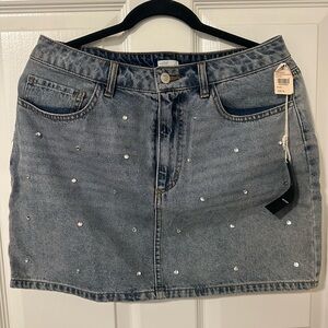 Embellished Denim Mini Skirt